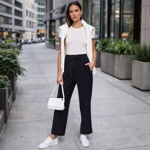Lulus Women's Effortlessly Posh Navy High Rise Straight Leg Pants NWT M #1315-A